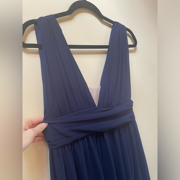 Lulus Heavenly Hues Chiffon Navy Slit Front Full Length Dress Medium - Picture 13 of 13